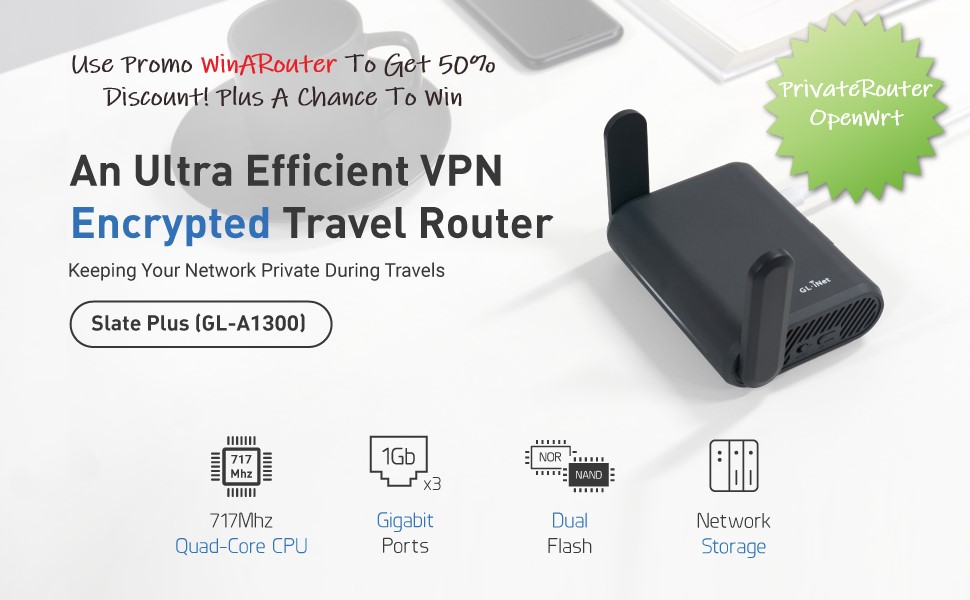 Use Promo Code WinARouter for 50% discount + A Chance to win a Router
